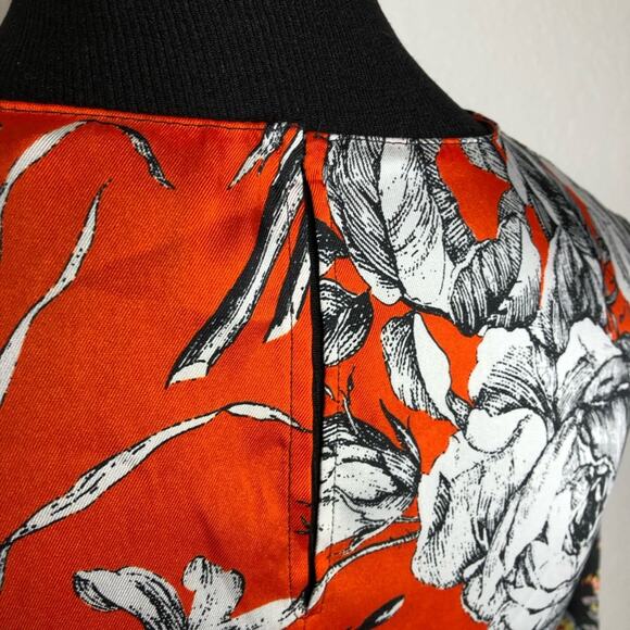 Zara red orange black white floral tie waist asymmetrical hem top size Medium - Picture 15 of 16